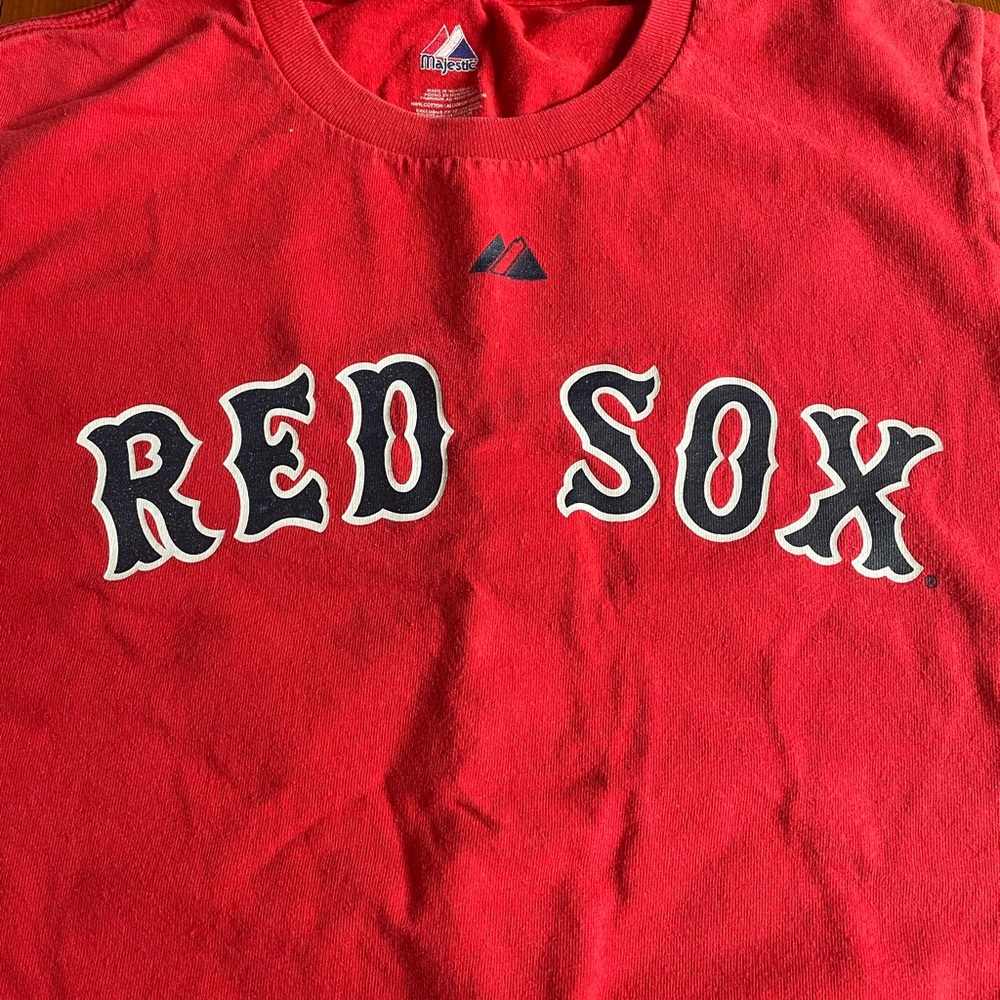 Dustin Pedroia Red Sox Short Sleeve Tee - Majestic